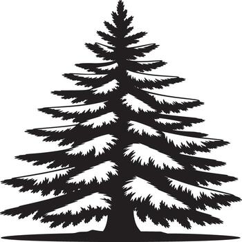 A simple black and white silhouette of a coniferous tree with a triangular shape on a white background vector