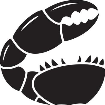A black and white graphic illustration of a crab claw with sharp edges on a white background vector