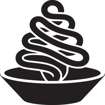 A black and white graphic of a swirled soft serve ice cream in a bowl on a white background vector