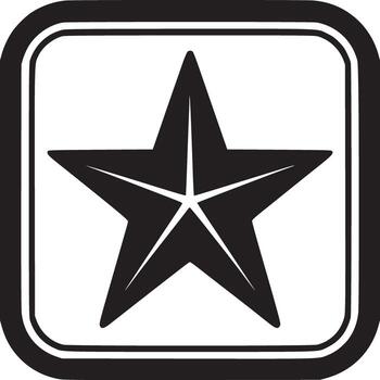 A black star emblem centered within a rounded rectangular border on a light gray background plain vector