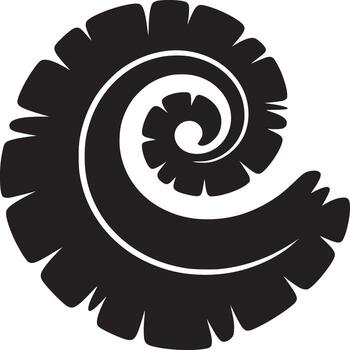 A black and white spiral pattern with jagged edges creating a visually striking abstract design element vector