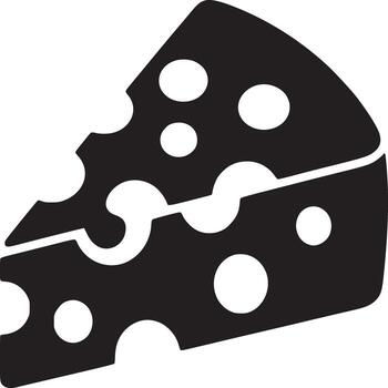 un gráfico ilustración de un triangular pedazo de queso con agujeros en un blanco antecedentes Arte diseño vector