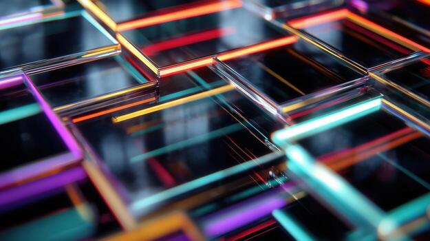 Abstract Colorful Glass Cubes - Geometric Pattern Background. photo