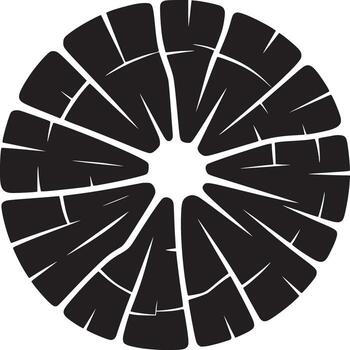 un negro y blanco circular diseño con radiante líneas y segmentos en un llanura blanco antecedentes Arte vector