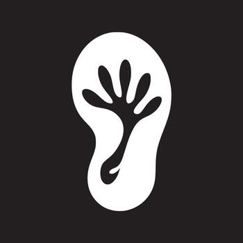 Abstract white silhouette of a tree branch with leaves on a black background in minimalist style vector