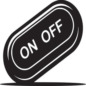 A black and white illustration of an on off switch with a shadow on a white background image vector