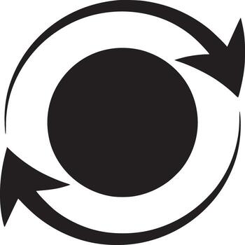 A circular arrow design featuring a black circle in the center on a white background illustration vector