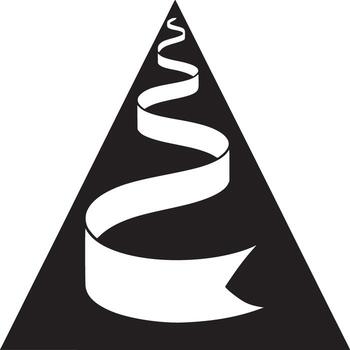 A black triangle with a white ribbon winding from the bottom to the top on a white background vector