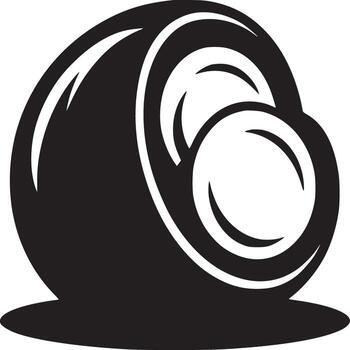 A stylized black and white illustration of a rounded shape with curved lines and simple shading design vector