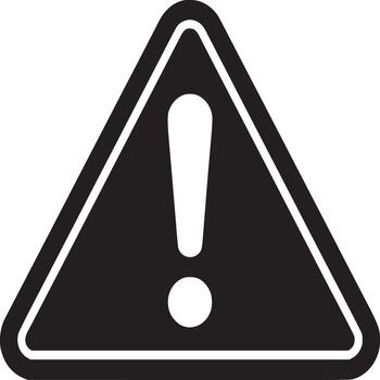 A black and white image of a warning sign with an exclamation point inside of a triangle shape symbol vector