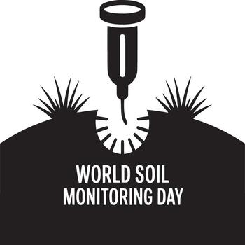 Illustration of soil monitoring device with plants and world soil monitoring day text below it vector