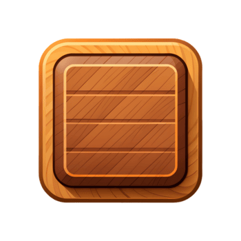 rustico di legno piazza cartello, vuoto App icona, gioco ui elemento, caldo Marrone toni, scaricabile Immagine, Perfetto per design progetti, rustico struttura, affascinante di legno telaio, isolato su trasparente sfondo png