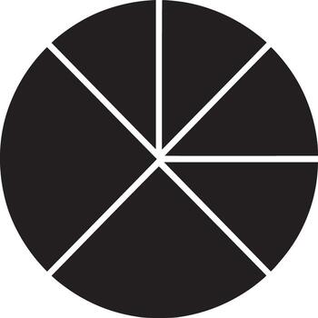 un negro circulo dividido dentro Siete desigual segmentos por blanco líneas en un blanco antecedentes sencillo diseño vector