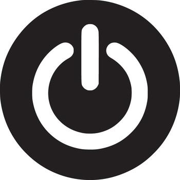 un sencillo gráfico de un blanco poder símbolo dentro un negro circulo en un blanco antecedentes superficie vector