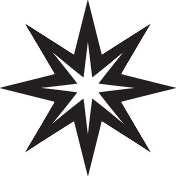 A graphic design featuring a black starburst shape with pointed edges on a white background art vector