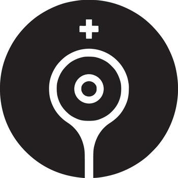 un negro circulo conteniendo un blanco más firmar encima un blanco circulo con un blanco línea extensión abajo vector