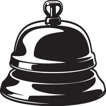 A black and white illustration of a service bell with a simple and clean design on a white background vector