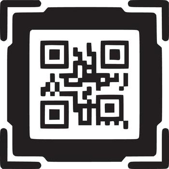 un negro y blanco qr código con un grueso frontera en un blanco antecedentes en un cuadrado formato imagen vector