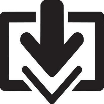 un negro descargar icono con un flecha señalando abajo dentro de un cuadrado en un blanco antecedentes vector