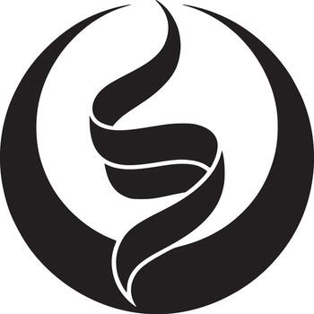 un minimalista negro y blanco diseño presentando un estilizado cinta dentro un parcial circulo forma vector