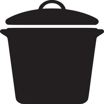 Isolated black trash can with lid on white background in a minimalist style graphic representation vector