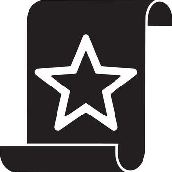 Black scroll with a white star in the center and curled edges on a plain white background image vector