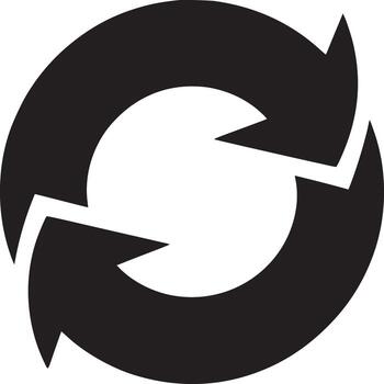 Isolated black recycle symbol with two arrows forming a circle on a white background simple design vector