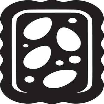 A black and white illustration of a rectangular shape with rounded edges and oval shapes inside it vector