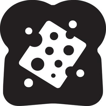 Monochrome illustration of toast with cheese with holes on a white background in simple style vector