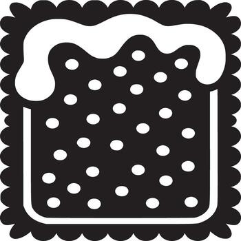 An illustration of a black and white cookie with frosting and polka dots on a white background vector