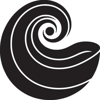 A graphic design of a black swirl with white lines on a white background creating a spiral shape vector