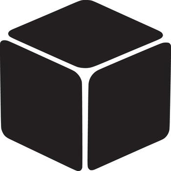 A minimalist black cube with rounded edges isolated on a white background in simple graphic style vector