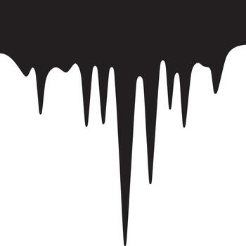 Black dripping paint or liquid with varying lengths against a plain white isolated background view vector