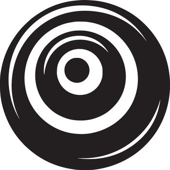 A black and white graphic design featuring concentric circles on a plain white background centered in frame vector