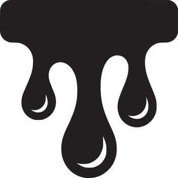 A black dripping paint or liquid with a rectangular top on a white background in a minimalist style vector