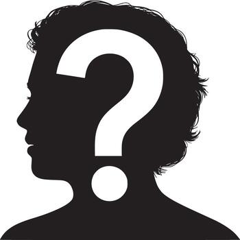 silueta de un cabeza con un pregunta marca dentro representando incertidumbre y introspección concepto vector