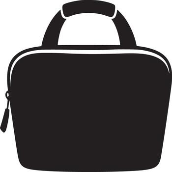 un negro silueta de un rectangular bolso con un encargarse de y cremallera aislado en un blanco antecedentes vector