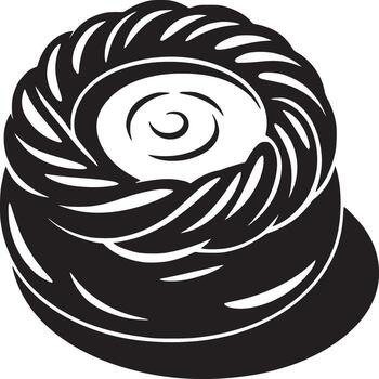 monocromo ilustración de un Pastelería con un remolino modelo y un redondeado base en un blanco antecedentes vector