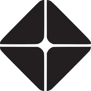 un sencillo negro diamante forma dividido dentro cuatro partes en un llanura blanco antecedentes diseño elemento vector