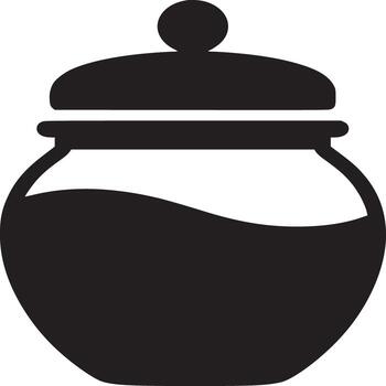 Illustration of a black jar with a lid and a knob on top against a white background image view vector