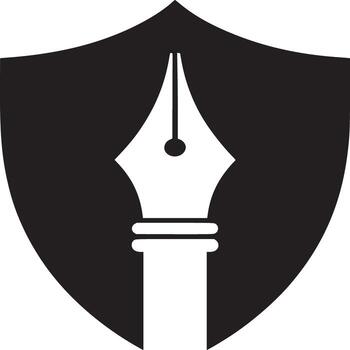 un negro proteger conteniendo un blanco fuente bolígrafo con un blanco antecedentes en un sencillo diseño vector