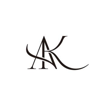 letter ak simple linked curves overlapping font logo vector