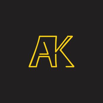 letter ak linked thin lines continue lines logo vector
