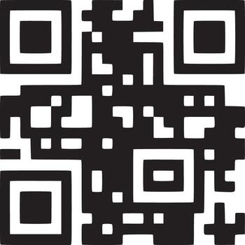 un negro y blanco qr código con cuadrícula y rectángulos en un blanco antecedentes para exploración propósitos vector