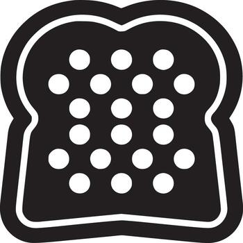 A black and white graphic of a slice of bread with white circles on a white background design image vector