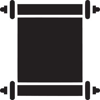 A simple black scroll isolated on a white background with two rollers on the top and bottom edges vector
