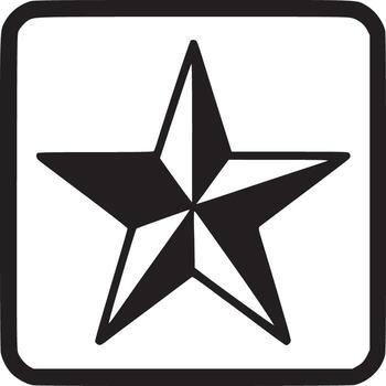 A black and white graphic of a five point star inside of a rounded square on a white background vector