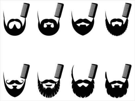 barbas y barbas con peine y tijeras vector