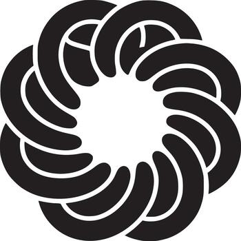 un gráfico diseño presentando un circular modelo de entretejido negro formas en contra un blanco antecedentes vector