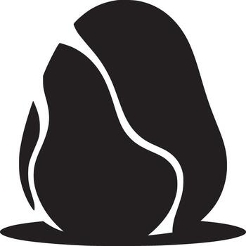 A black and white minimalist illustration of an abstract shape with curved lines and a flat base vector